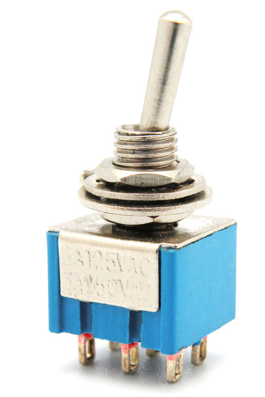 INTERRUPTOR MINI 6P. AMB RETORN,(ON)-OFF-(ON), 120V. 5A (250V. 2A)