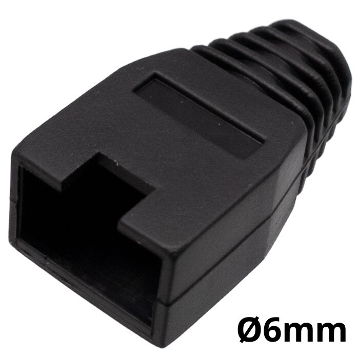  Capuchón protector para conector RJ45 para cable de Ø6mm, Negro