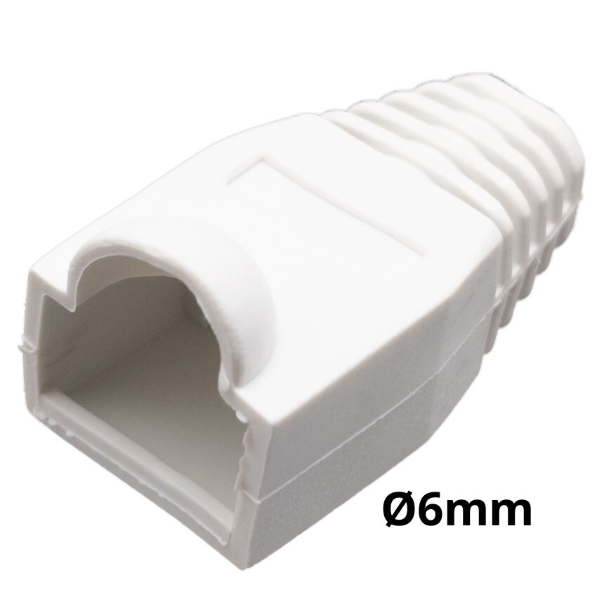 Capuchón protector para conector RJ45 para cable de Ø6mm  con burbuja, Blanco