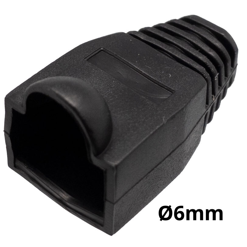 Capuchón protector para conector RJ45 para cable de Ø6mm con burbuja, Negro