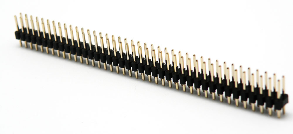 2.54mm Bande de 40 Pin, doré, double, Longitud du Pin 11.8mm