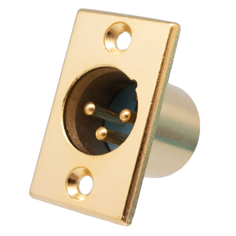 3P MIC M.CONNECTOR CHAS.MOUNT, GOLD PLATED