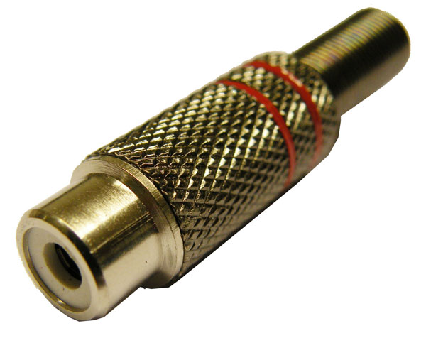 RCA FEMELLA METALL, CABLE 5-6mm, LINIES VERMELLES