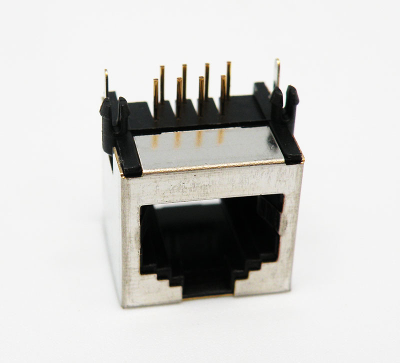 8P8C, Base PCB RJ45, Couder 90º, 50U", blindé