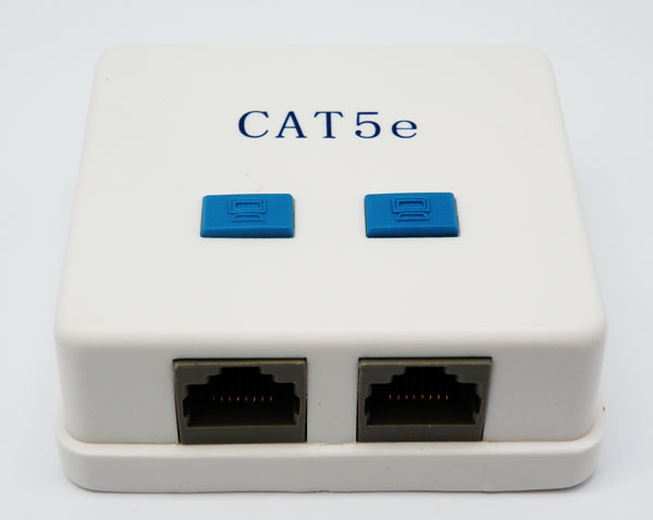 DOUBLE SURFACE MOUNT BOX, WITH PC BOAR,  WHITE, CAT.5e, RJ45, 50U"