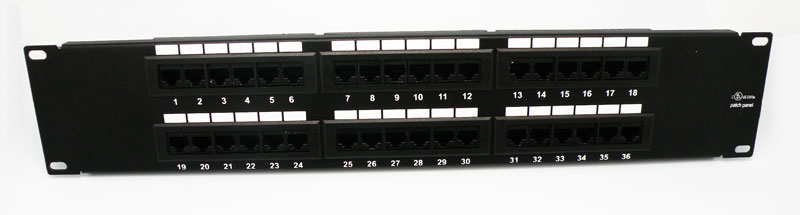 36 PORTS PANEL, CAT. 5e, RJ45, T568 A/B, 19"