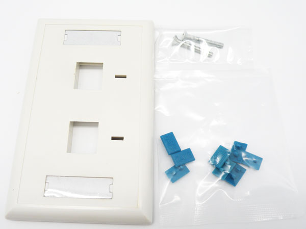 KEYSTONE SINGLE WALL PLATE, 2 OUTPUT, WHIT ICON, WHITE COLOR
