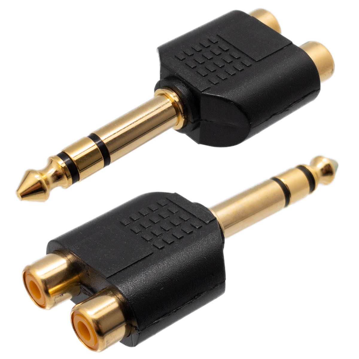 6.4mm ESTEREO MACHO - 2x RCA HEMBRA, DORADO