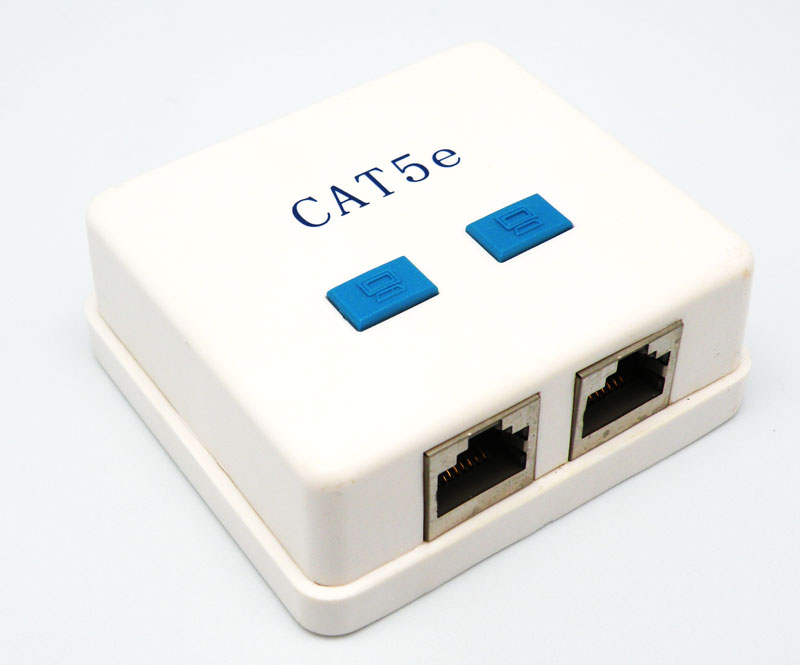 HALF-SHIELDED SURFACE MOUNT BOX, DOUBLE PORT,  WHITE, CAT.5e, RJ45, 50U"