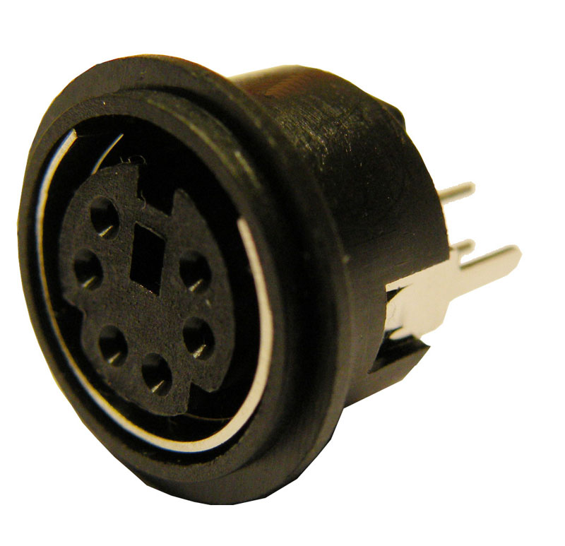 6P MINI DIN SOCKET, FOR PRINTED CIRCUIT