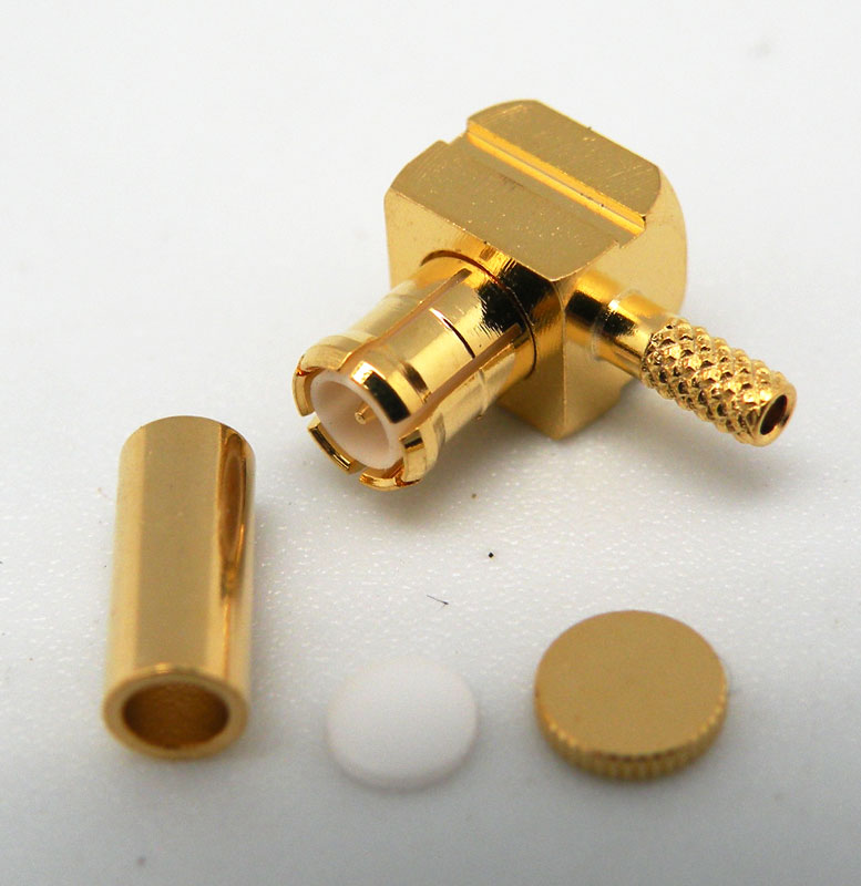 RG-178, RIGHT ANGLE MCX MALE CRIMP TYPE, GOLD PLATED