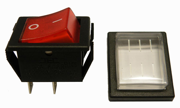 INTERRUPTOR LUMINOSO 4P. (DPST) ON- OFF, 250V. 6A, ROJO