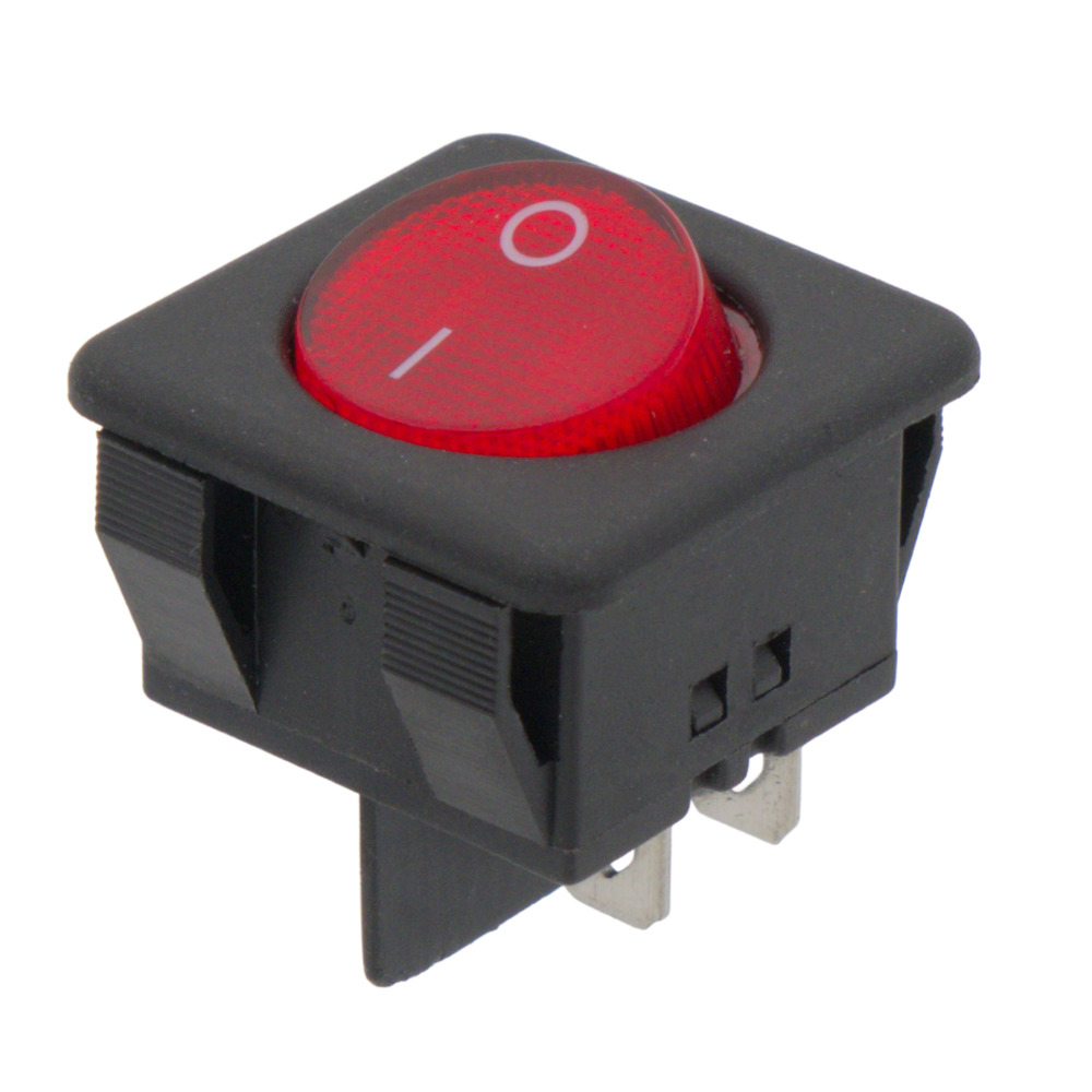 Interrupteur Lumineux 4P. (DPST) ON-OFF, 250V. 16A, couleur rouge