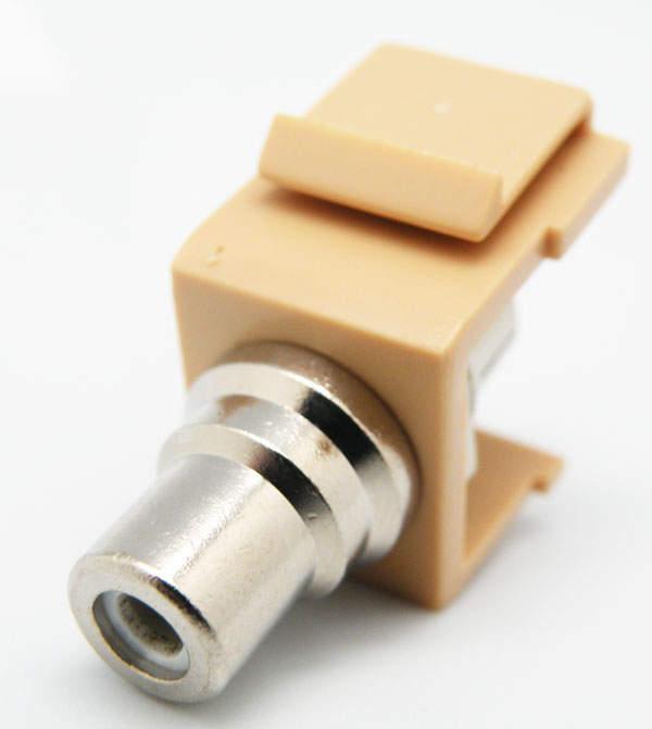 RCA PLUG TO JACK KEYSTONE INSERT, IVORY