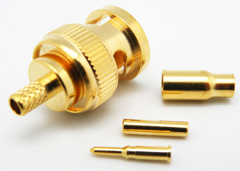 BNC Male Crimp type RG-174, Gold plated, PTFE