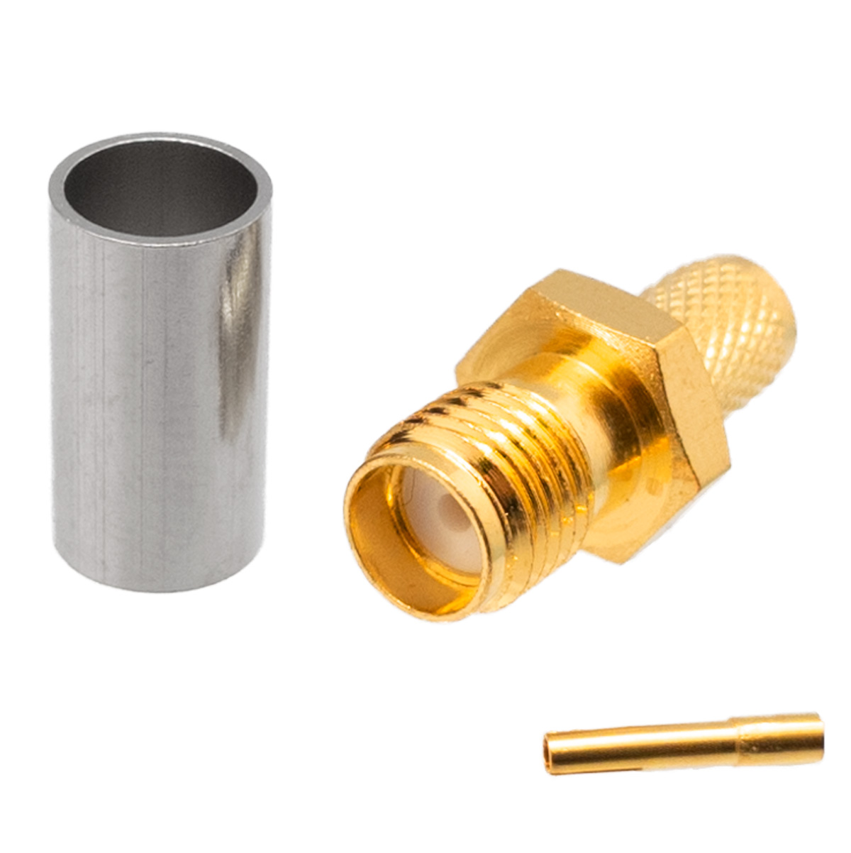 RG58 / LMR200, SMA Female Crimp type, Gold Plated