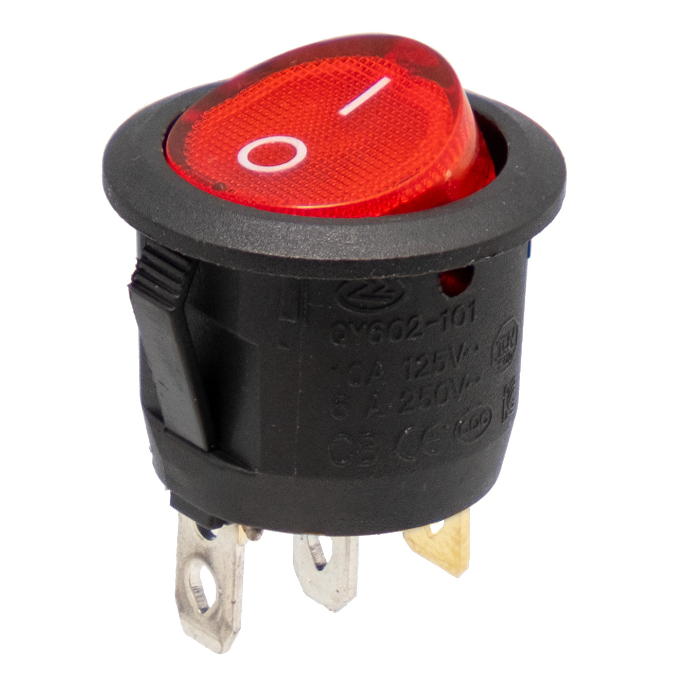 Interrupteur lumineux rouge 3P. ON-OFF, Ø23mm 125V/10A (250V/6A)