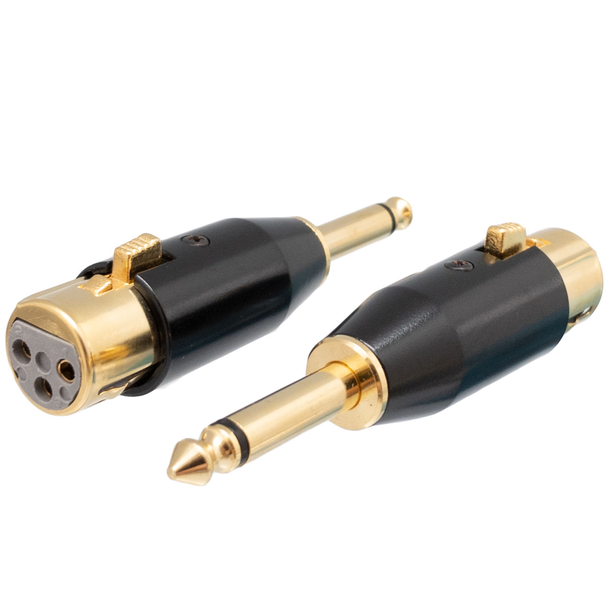 1/4" MONO PLUG TO 3P MIC FEMALE, GOLD PLATED