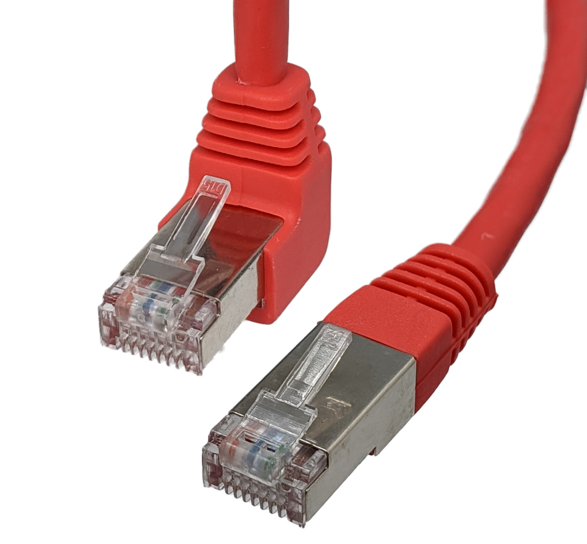 Cat.6 FTP RJ45 Mâle-Mâle, 0.3m Couder, Rouge