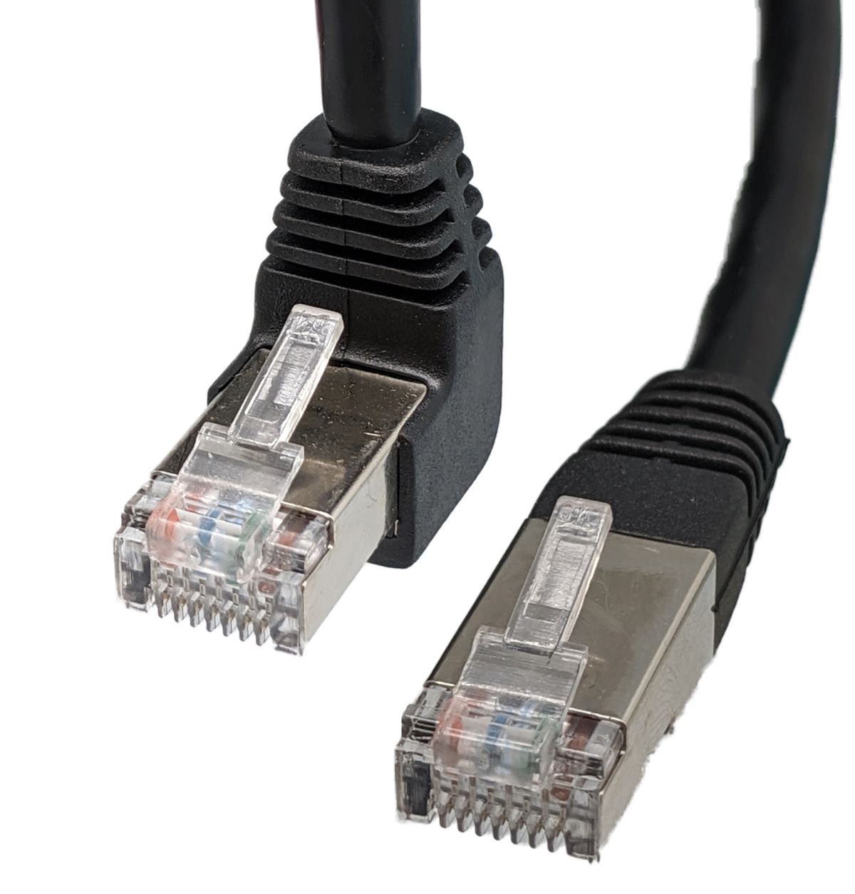 Cat.6 FTP RJ45 Mâle-Mâle, 2m Couder, Noir