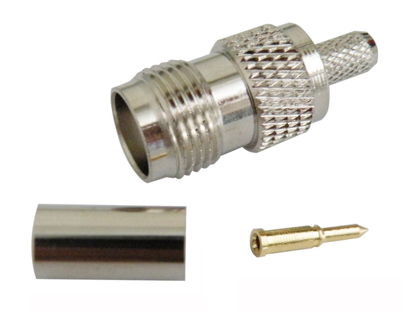 RG223U, R/P TNC FEMALE, CRIMP TYPE, GOLD PLATED PIN