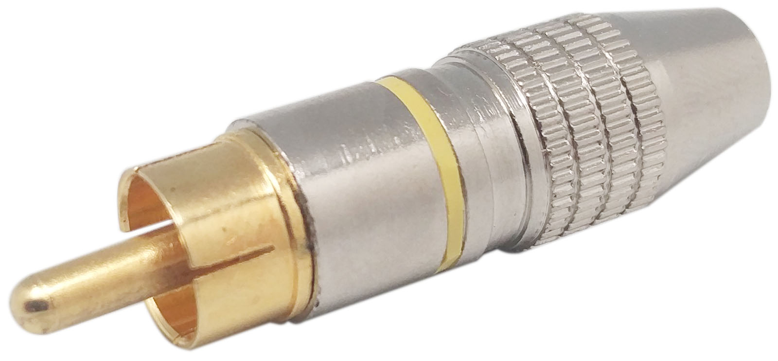 Metal RCA Phono Plug, 6mm cable, Yellow