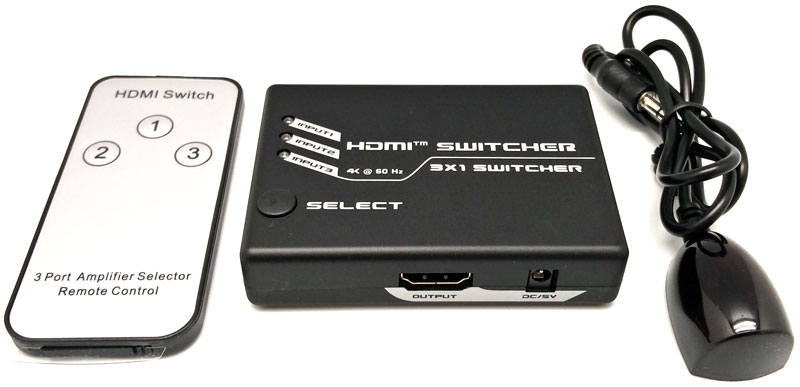 Hdmi SWITCH 3ent - 1 sortie, 4K à 60Hz, avec IFR