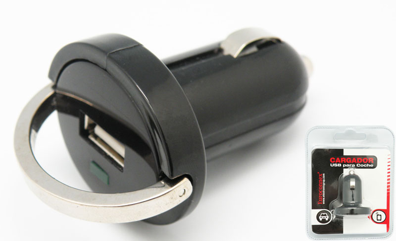 Mini USB car charger 5V.-1A. with pull ring