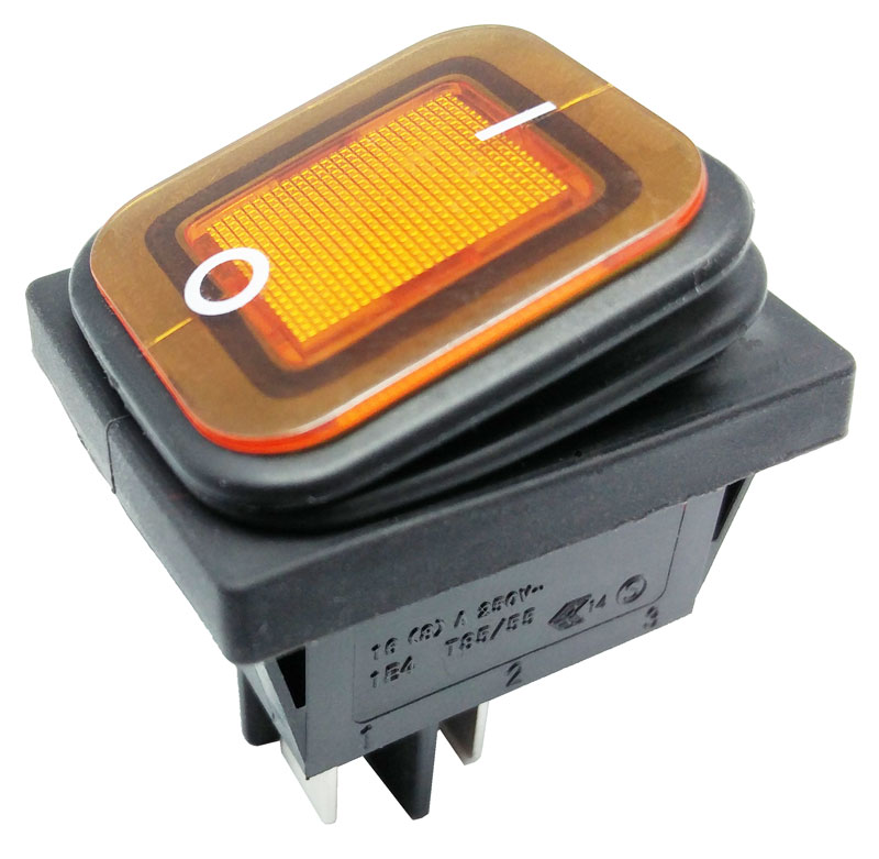 4P. Waterproof Switch ON-OFF 10A/16A 125V/250V, Yellow