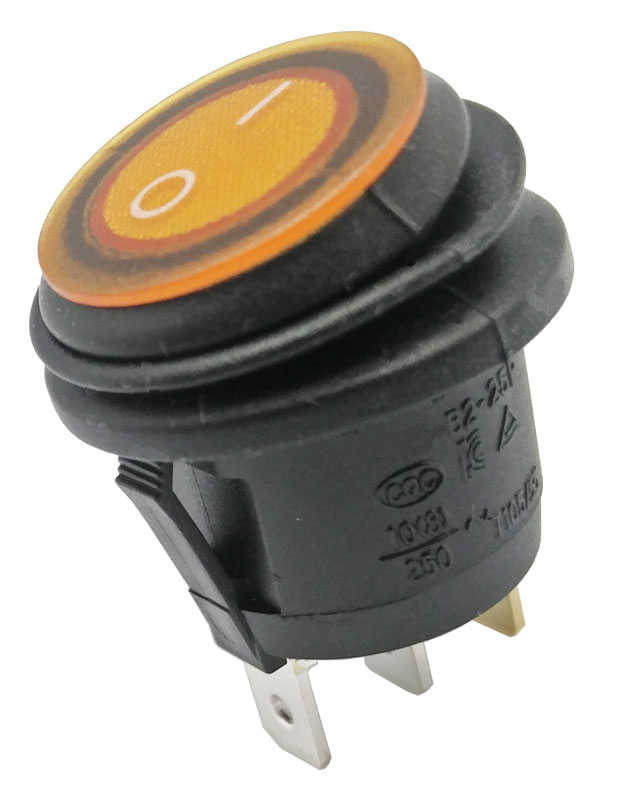 3P. Round Waterproof Switch ON-OFF, Yellow