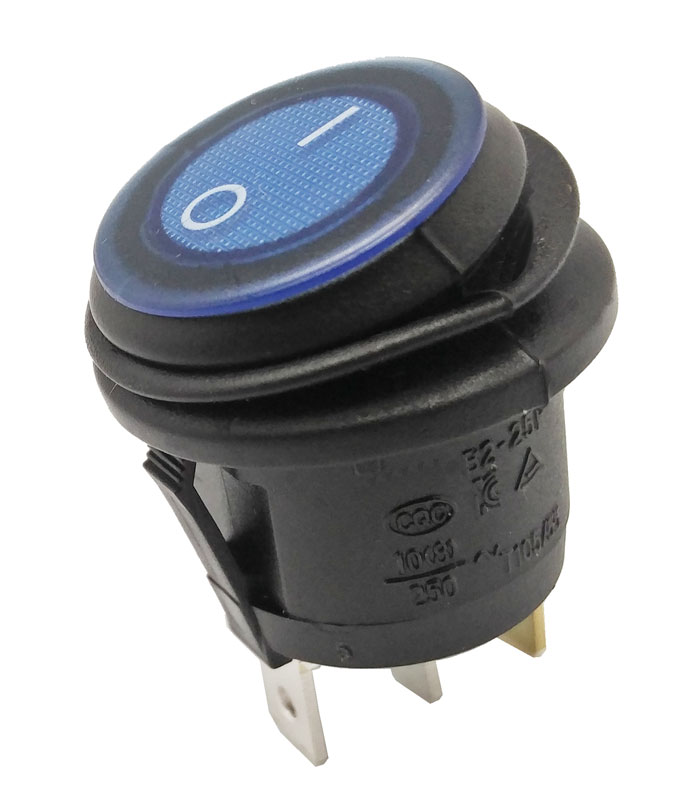 3P. Round Waterproof Switch ON-OFF, Blue