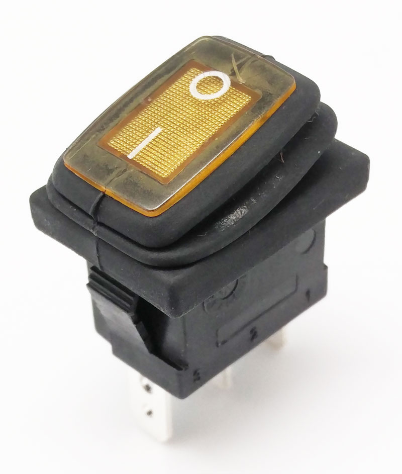 3P. Rectangular Waterproof Switch ON-OFF, Yellow