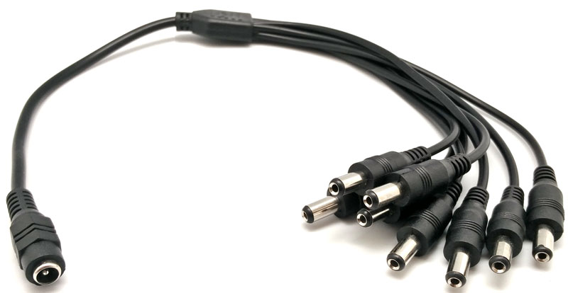 8-Way DC Y splitter cable, 40cmInput:22AWG;Output:27AWG;