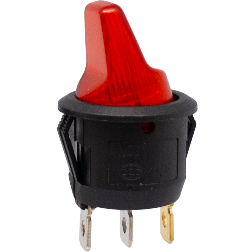Rocker switch ON-OFF, 3-pin, with red light