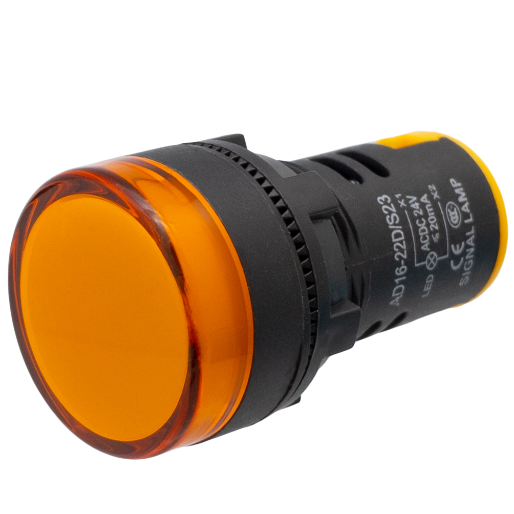 LED pilot indicator, high luminity multichip, 22mm, 12V, YELLOW