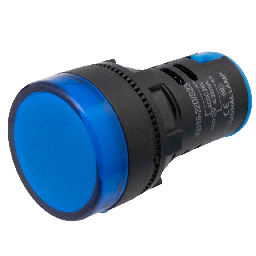 Piloto LED industrial de 22mm, 12V Azul