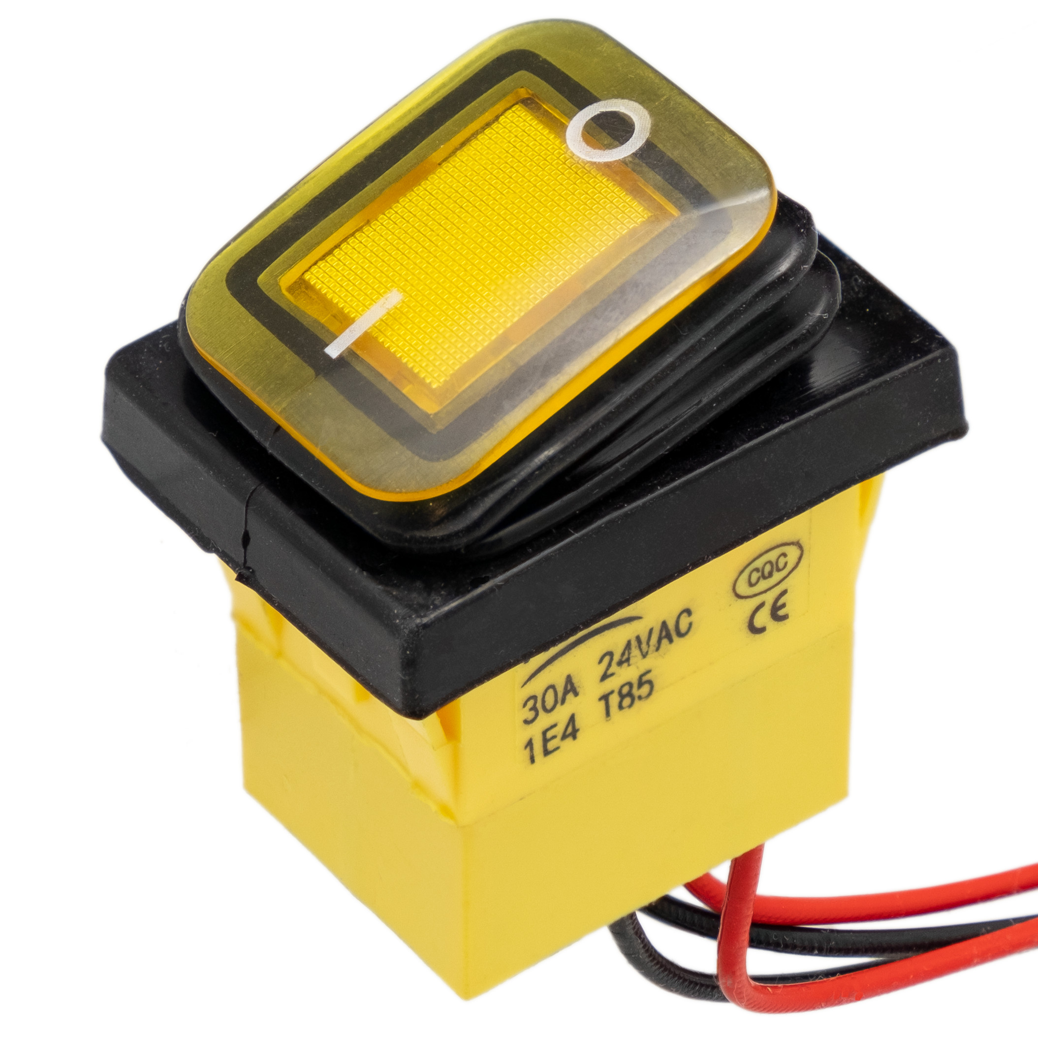 Interruptor IP68 DPST ON-OFF 12V/30A, Amarillo con LED