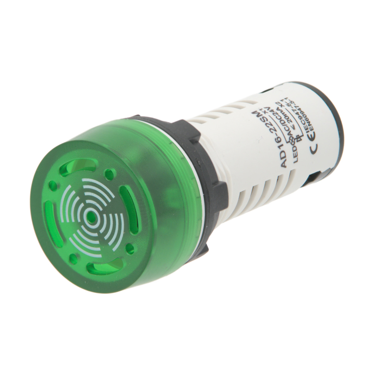 Zumbador industrial con piloto LED verde, 80dB, 22mm, 230V