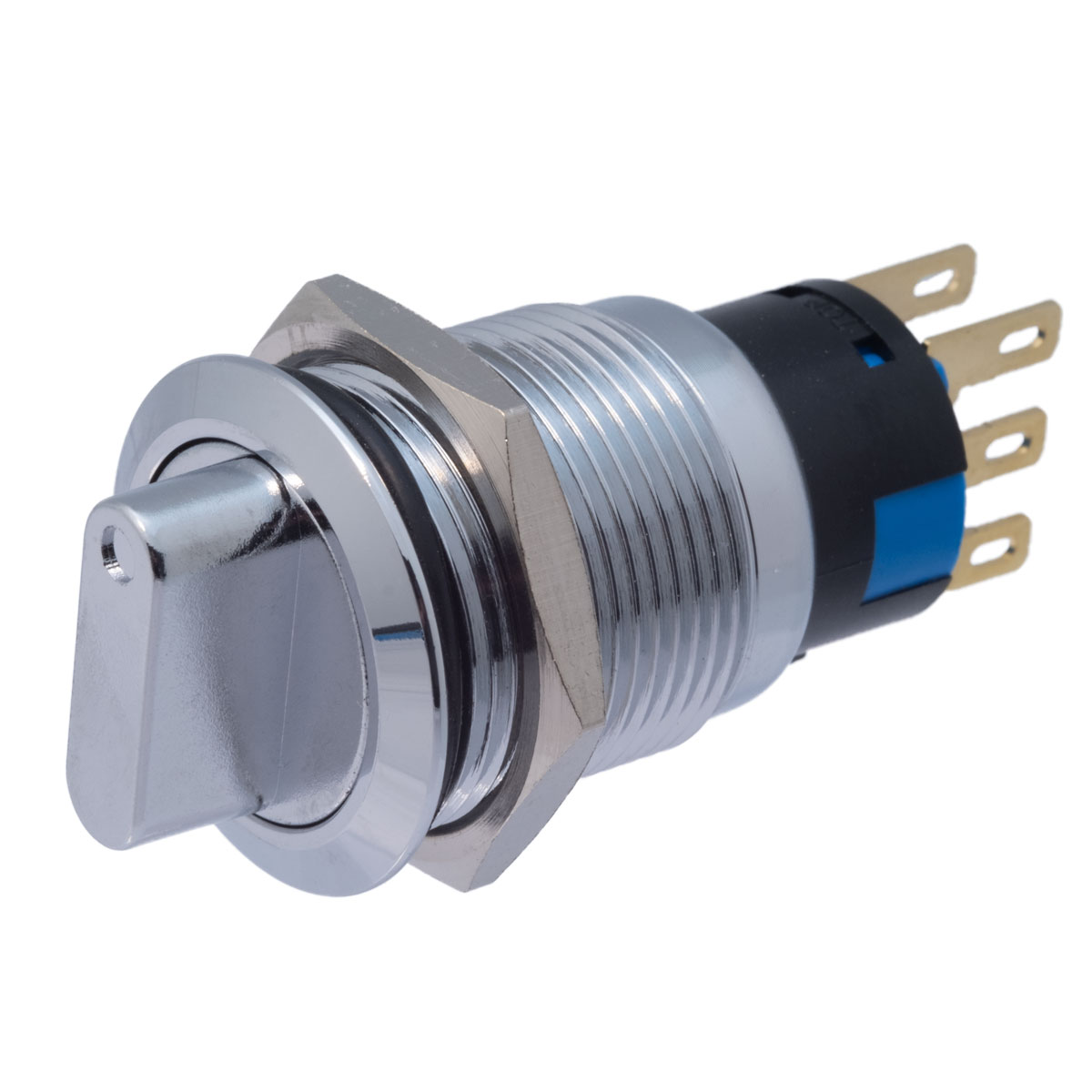Rotary switch 3 positions round metal waterproof IP65