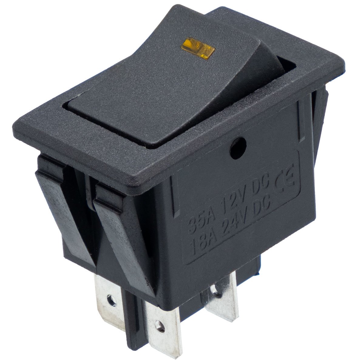 12V OFF-ON DPST rocker switch, yellow LED