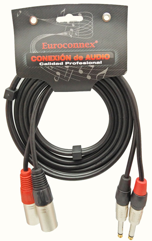 2*XLR Mâle - 2*6,35 Mono Mâle Longidut:2m