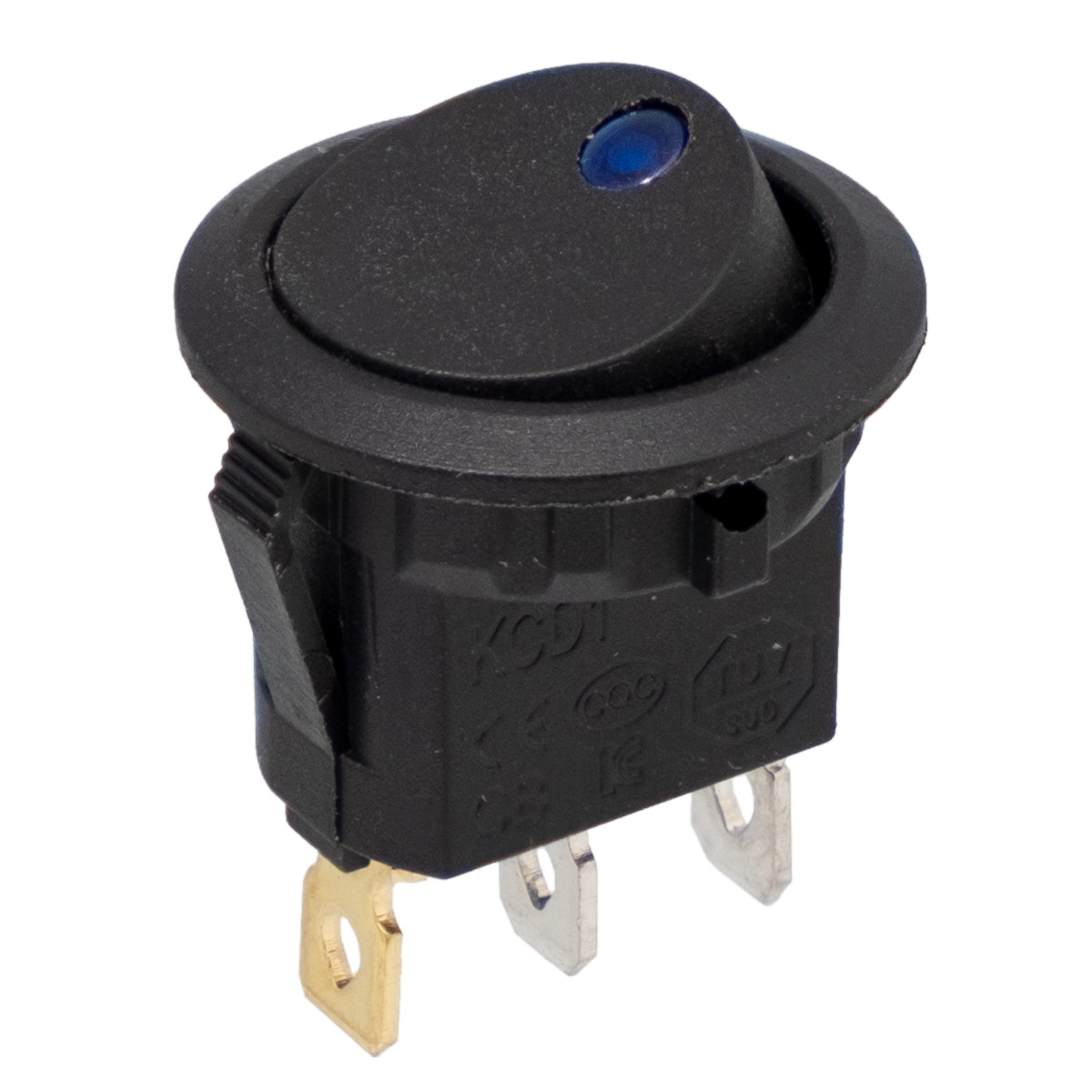 Interruptor con LED azul 3P, SPDT ON-OFF, Ø20mm, 250V 6A (125V 10A)