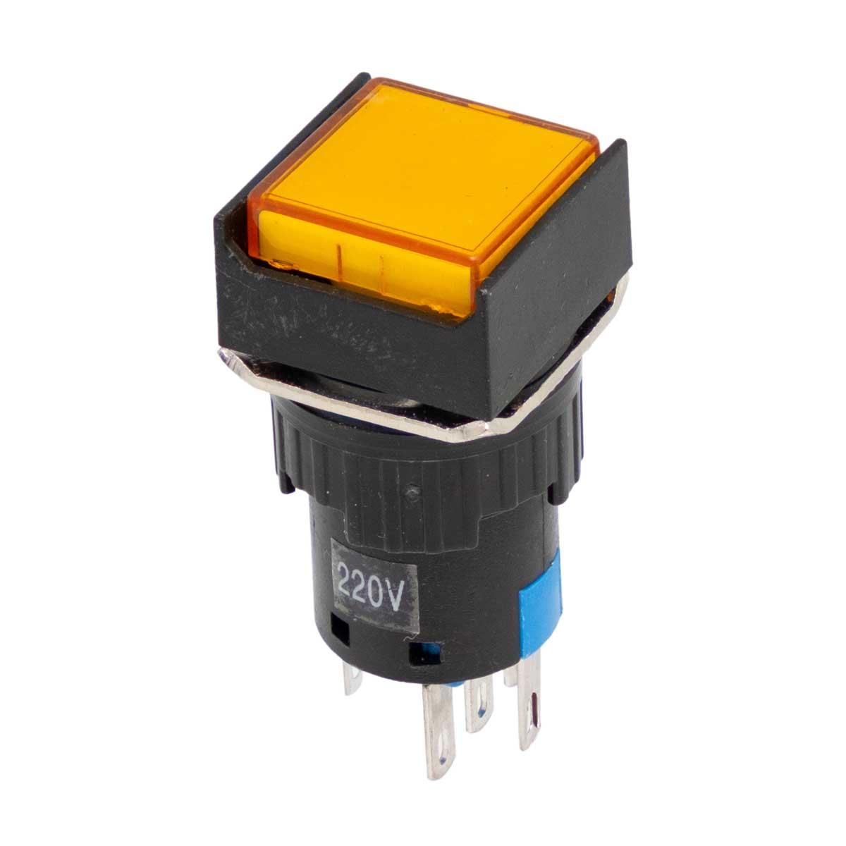 Interruptor de botó il·luminat groc (SPST), Muntatge a Panell, 3A/220V