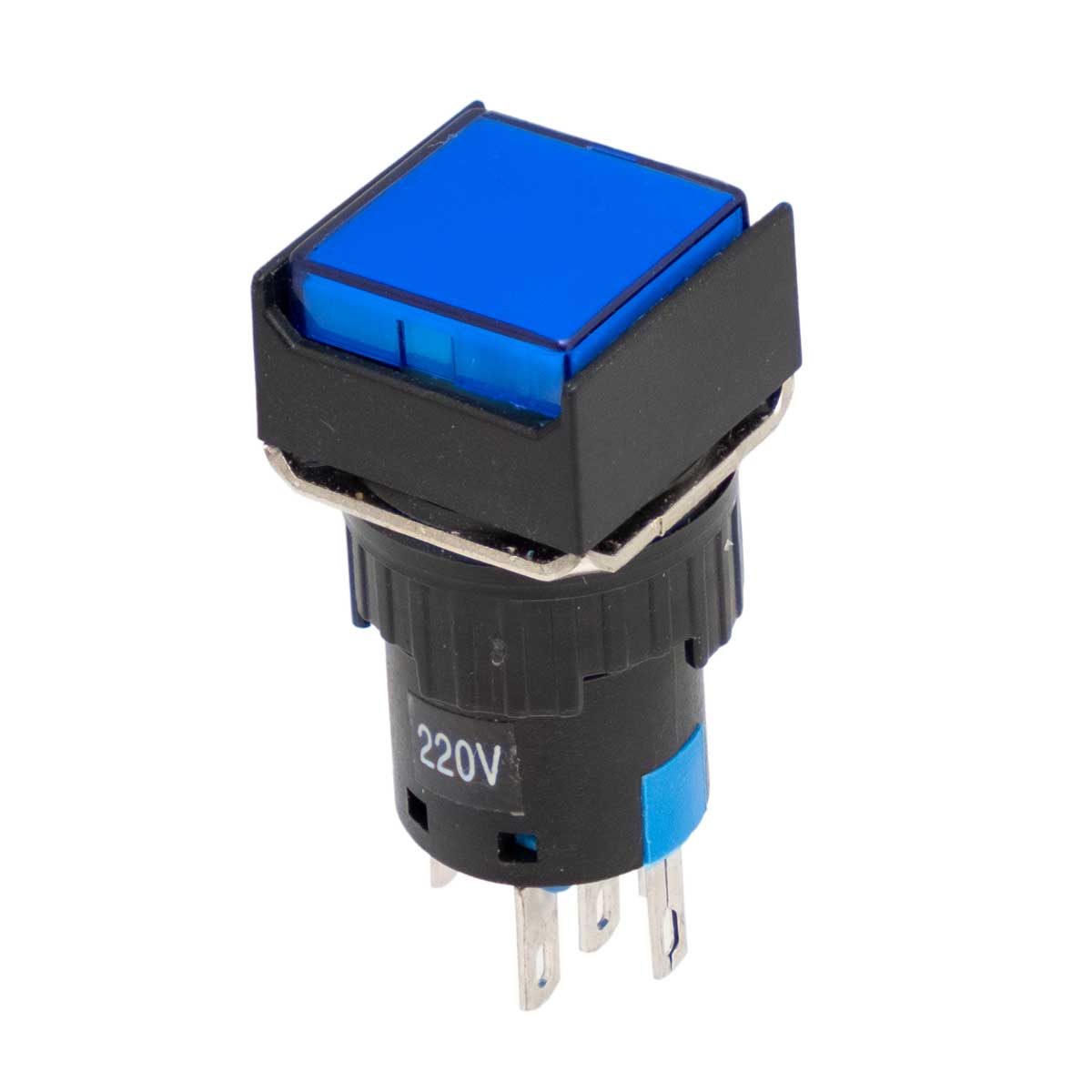 Interrupteur à bouton-poussoir lumineux bleu (SPST), montage sur panneau, 3A/220V