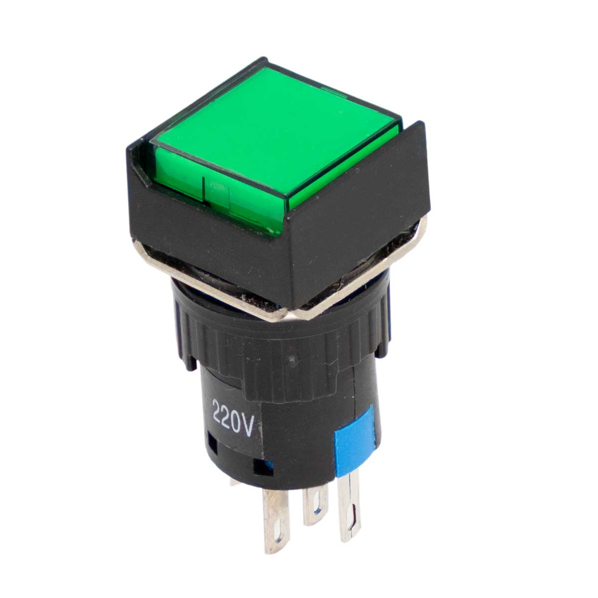 Interruptor de botó il·luminat verd (SPST), Muntatge a Panell, 3A/220V
