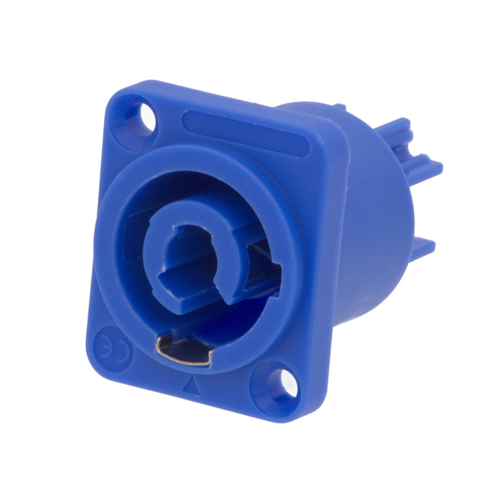 Female base for 3-contact, 20A power connectors, blue, compatible with powerCON