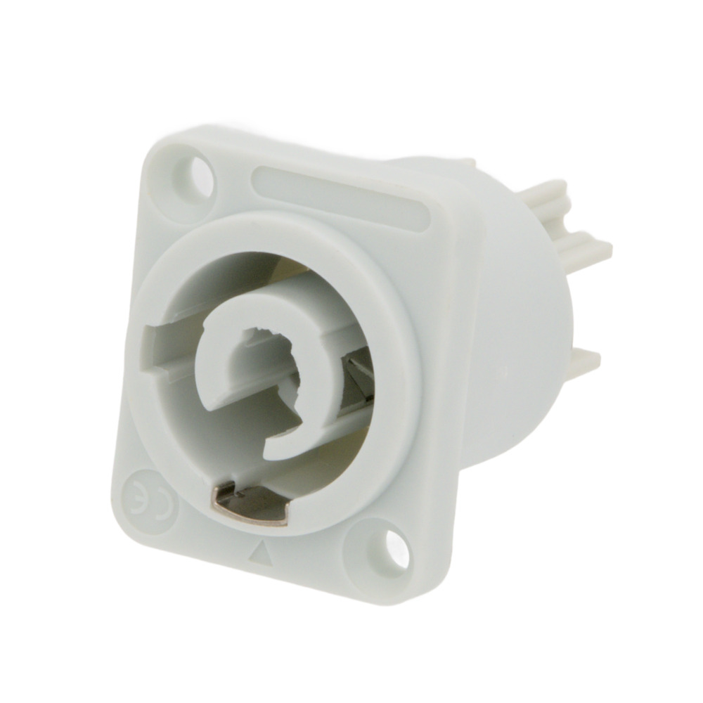 Male base for 3-contact, 20A power connectors, white, compatible with powerCON.