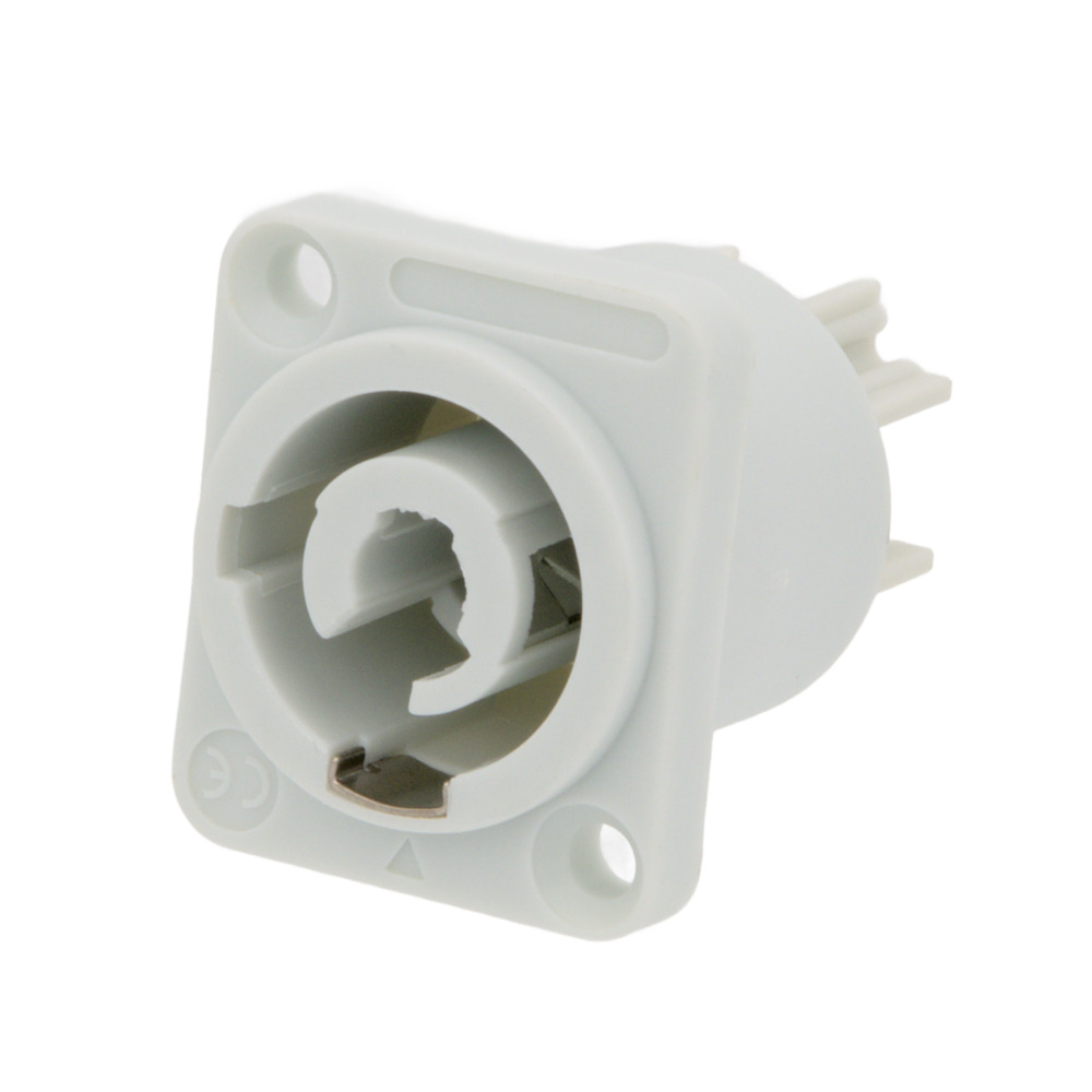 Base masculina per a connectors de corrent 3 contactes 20A, blanca compatible amb powerCON