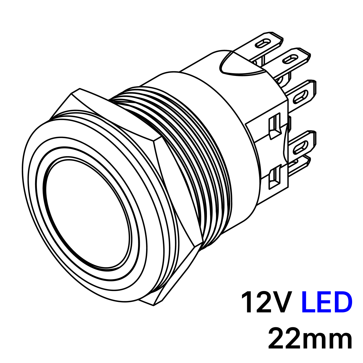 Pulsador 22mm con enclavamiento[OFF-ON] | 12V LED Azul | Sin gravado