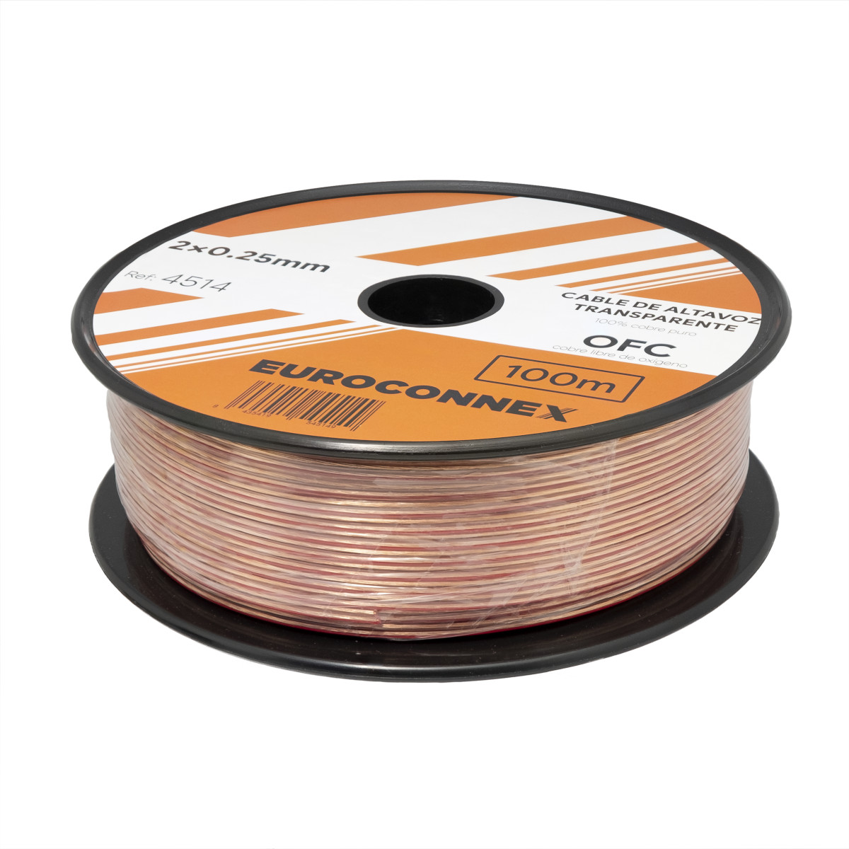 2x0.25mm² Trasnparent Speaker Cable, OFC Bare Copper, 100m
